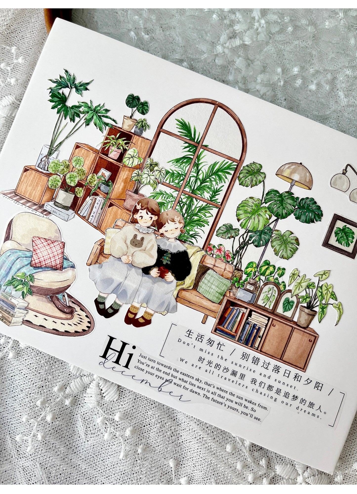 ZiYuanSu Vol12【Dear Girl】Pre-Cut Original Design Character Washi/PET Tape Stickers, for Scrapbook Supplies,Scrapbook Tape Stickers,Junk Journal Supplies, Journaling Stickers,Bullet Journals