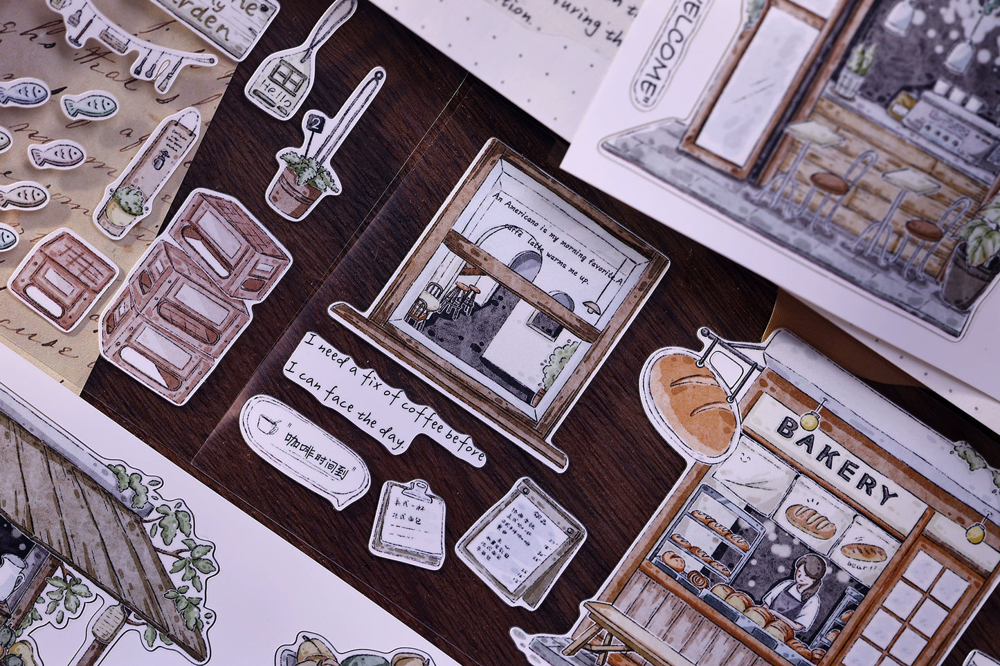 XiaoBaiJia Minimalist Style【Small Shops Street】Market Street,Orginal Design Washi Pet Tape Landscape Stickers