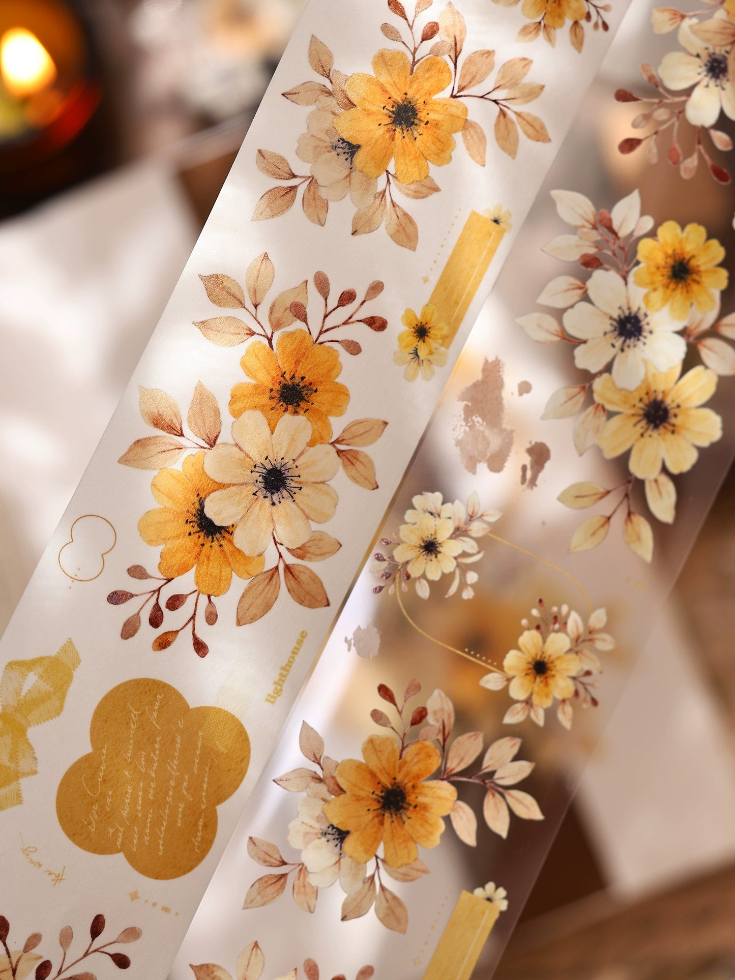 XiaoBaiJia【 Summer Overture】Light Retro Daisy Flower Orginal Design Washi Pet Floral Tape Landscaping Stickers