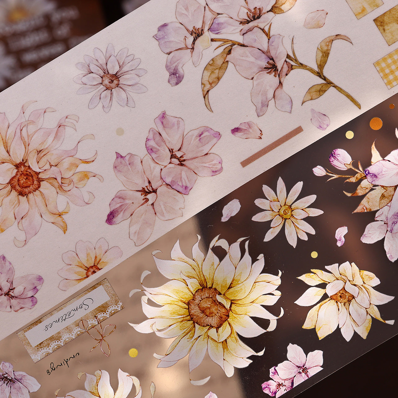 XiaoBaiJia【Franju】【 Floating Light Warm Orange】Orginal Design Washi/Pet Floral Tape Light Retro Landscaping Stickers