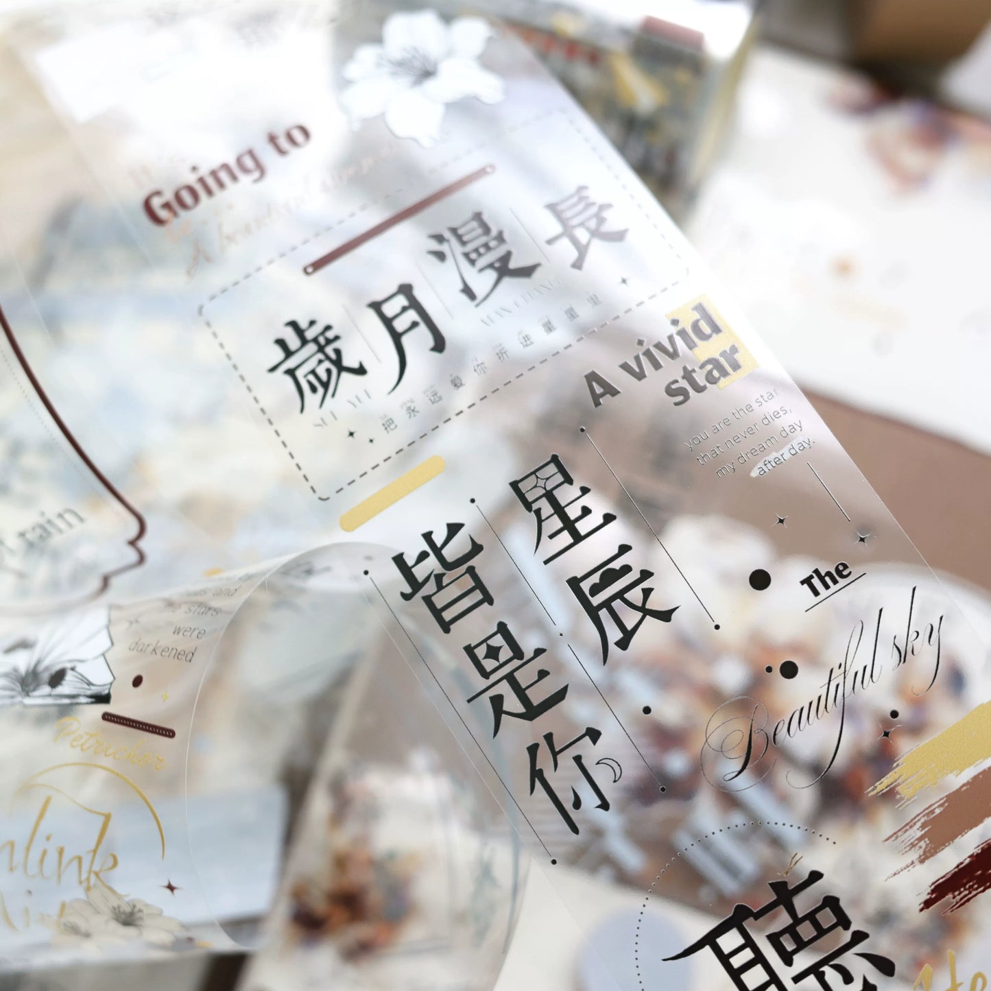 XiaoBaiJia July【Gentle Human Nature】Light Retro Chinese English Text Washi PET Tape
