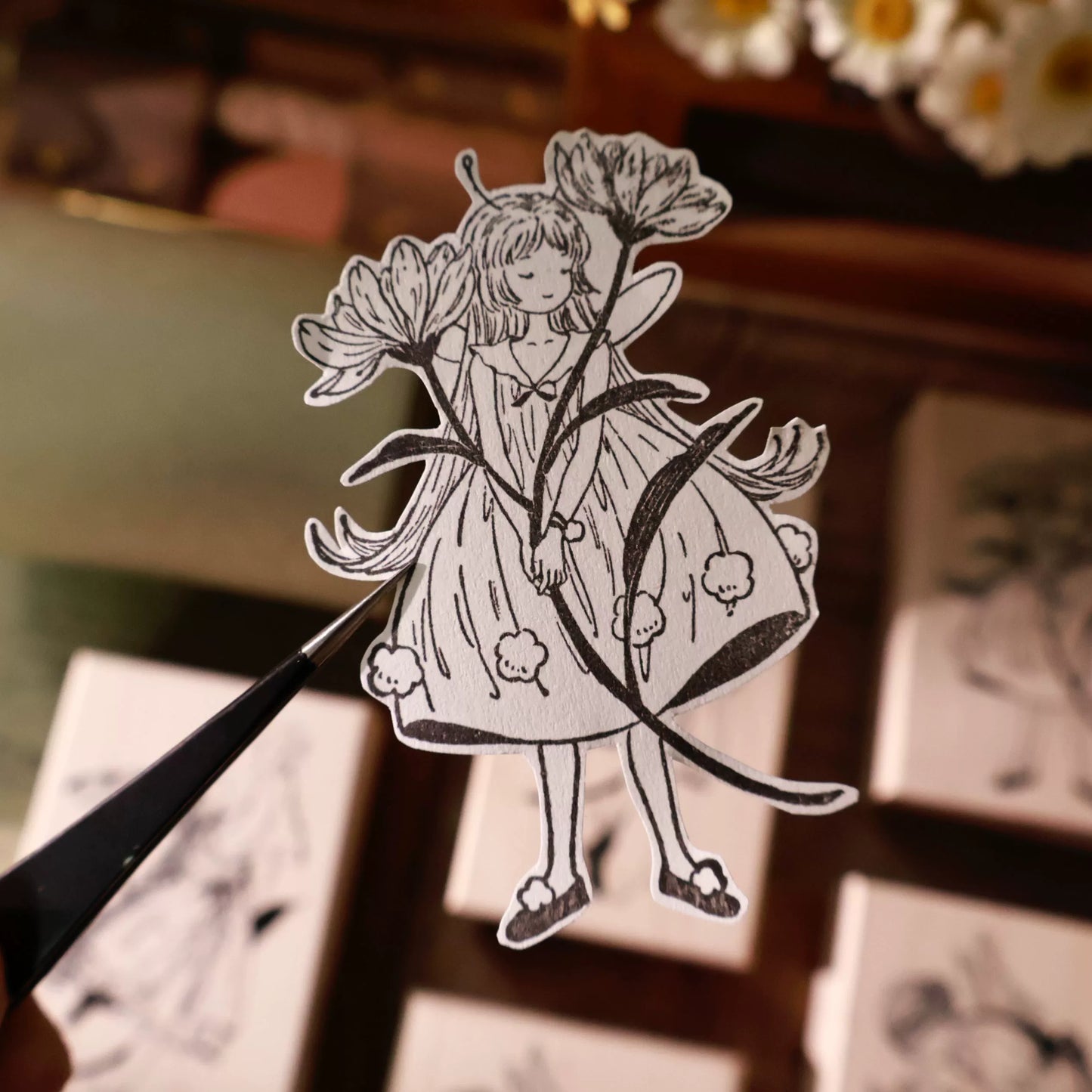 YiEr Vol14【Flower and Girl Stamp】Upgrading Character Red Rubber and Maple Wood Stamp