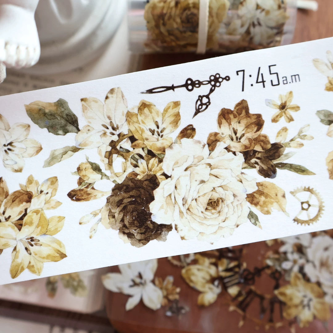 YiEr Vol13【Amber Flowing Light】Orginal Design Washi/Pet Floral Tape Light Retro Landscaping Stickers
