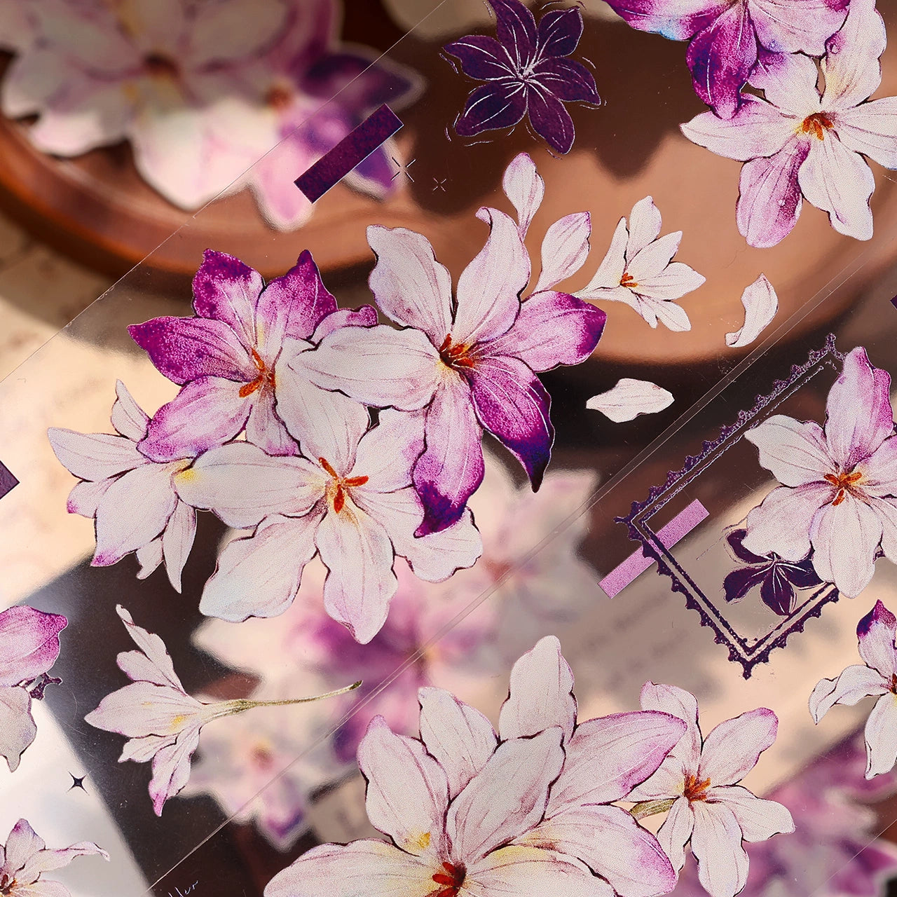XiaoBaiJia【Windy Purple】Light Retro Orginal Design Washi Pet Floral Tape Light Retro Landscaping Stickers