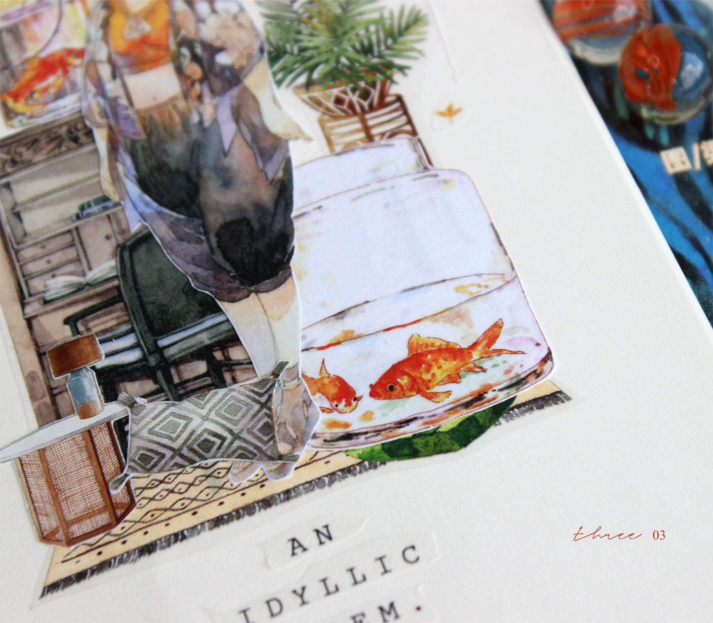 Moodtape【South Wind&Summer Cruising】Original Animal Characters Landscap Original Design Washi/Pet Tape Stickers,for Scrapbook Supplies,Scrapbook Tape Stickers,Junk Journal Supplies