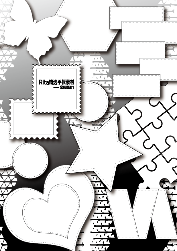 Rita's Little World【Framing Elements 11-14】Original Washi Paper Material Sticker Book