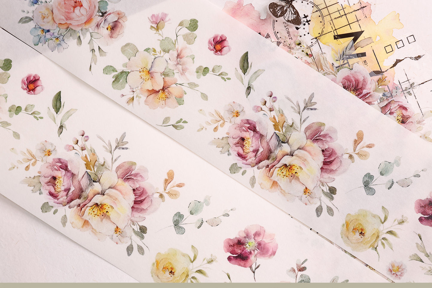 XiaoBaiJia 【Numerous Flowers】Orginal Design Washi/Pet Tape Light Retro Landscaping Stickers,for Scrapbook Supplies,Scrapbook Tape Stickers,Junk Journal Supplies