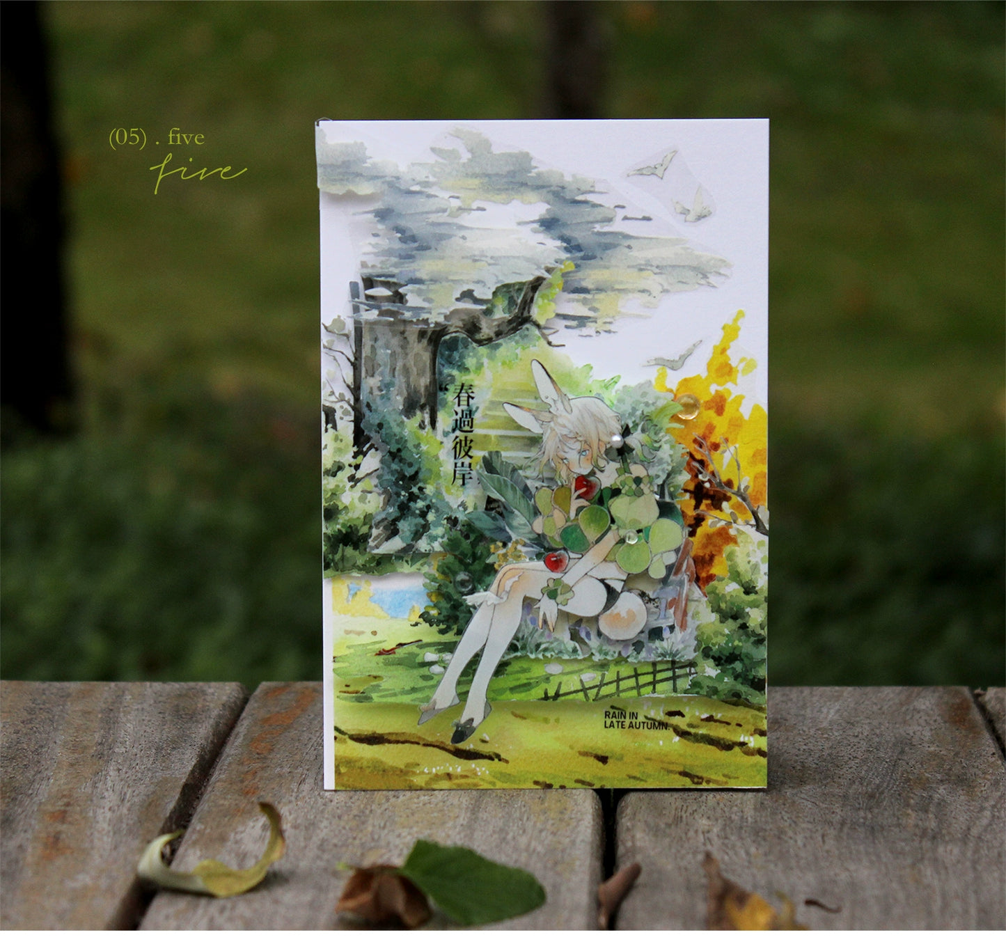 Moodtape【At Dusk in Spring and Green Mountains】Original Character Elf Design Washi/Pet Tape Stickers,for Scrapbook Supplies,Scrapbook Tape Stickers,Junk Journal Suppliesmoodtape