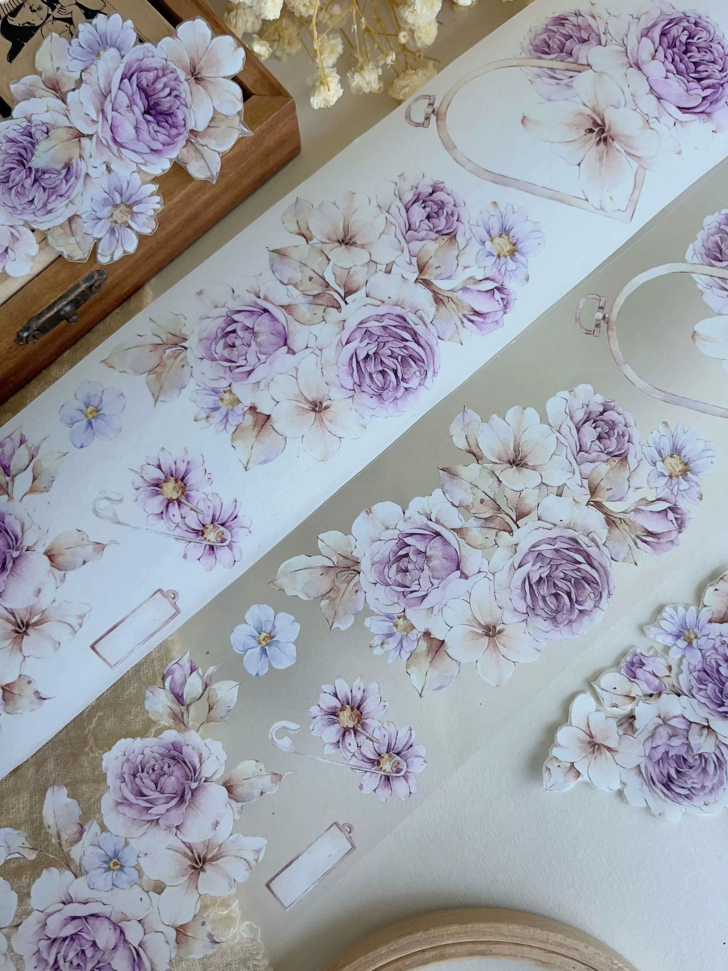 YiEr Vol11【Dushan Purple】Light Retro Floral Washi Tape and PET Stickers