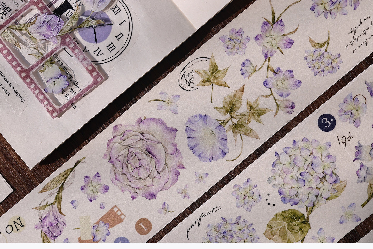 XiaoBaiJia【Fantasy Purple/Ink Dyeing】Light Retro Orginal Design Washi Pet Tape Landscaping Stickers