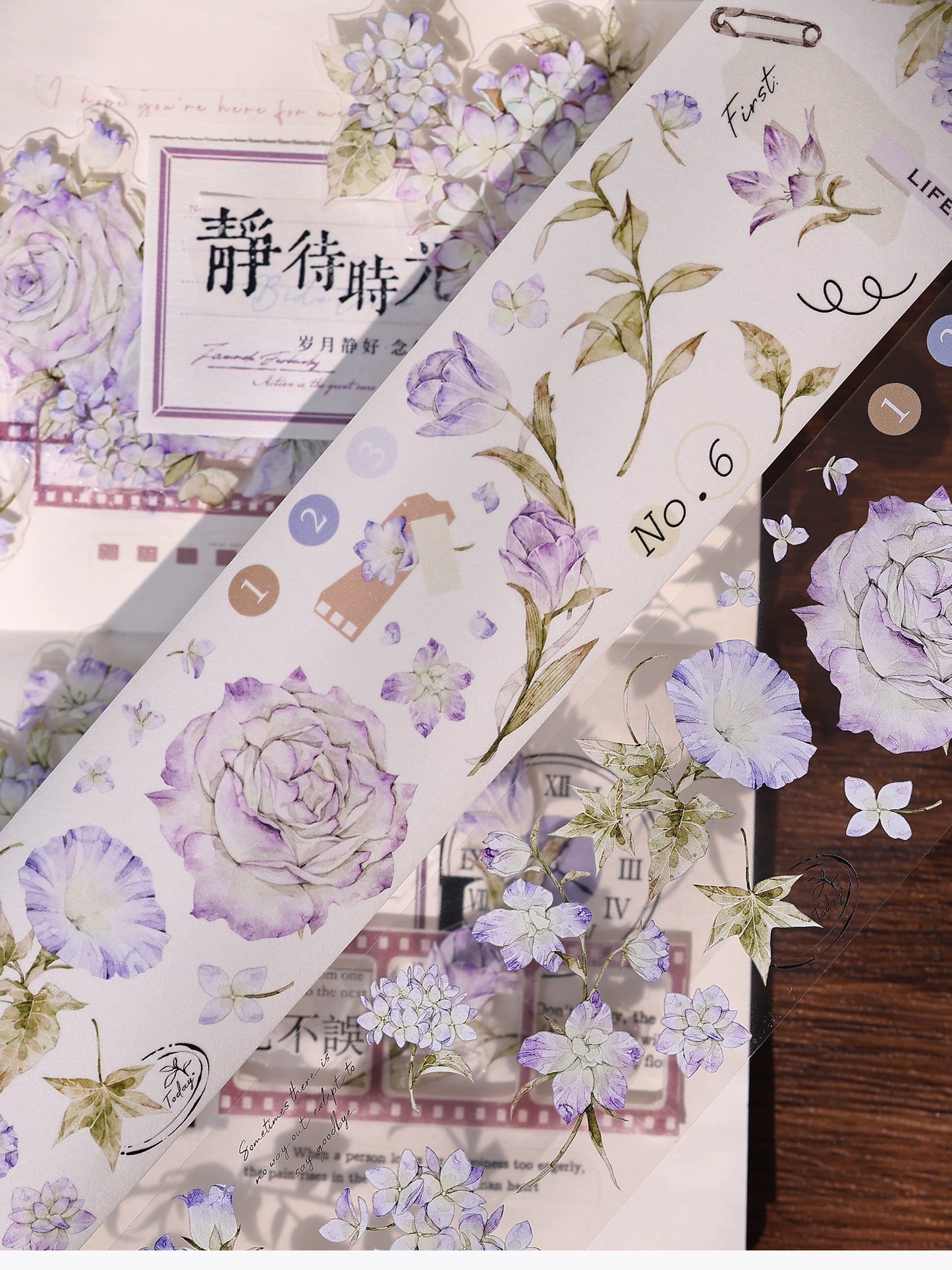 XiaoBaiJia【Fantasy Purple/Ink Dyeing】Light Retro Orginal Design Washi Pet Tape Landscaping Stickers