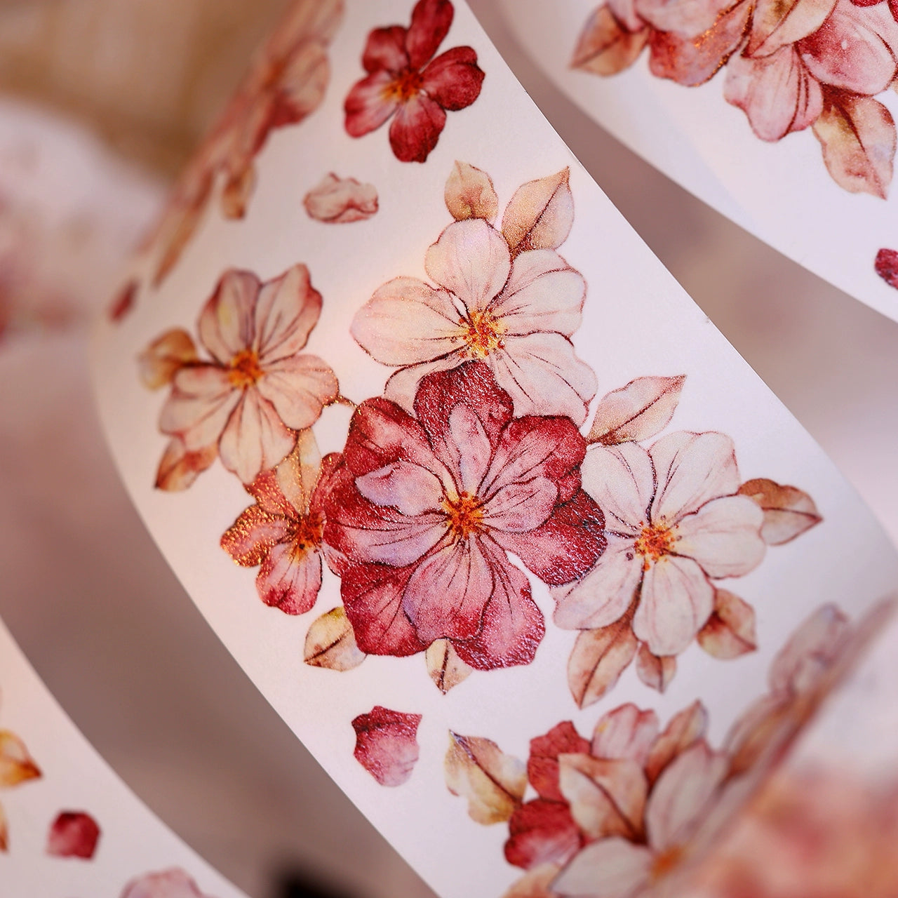 XiaoBaiJia【Red Longing Follower】Light Retro Red Flower Orginal Design Washi Pet Floral Tape Landscaping Stickers