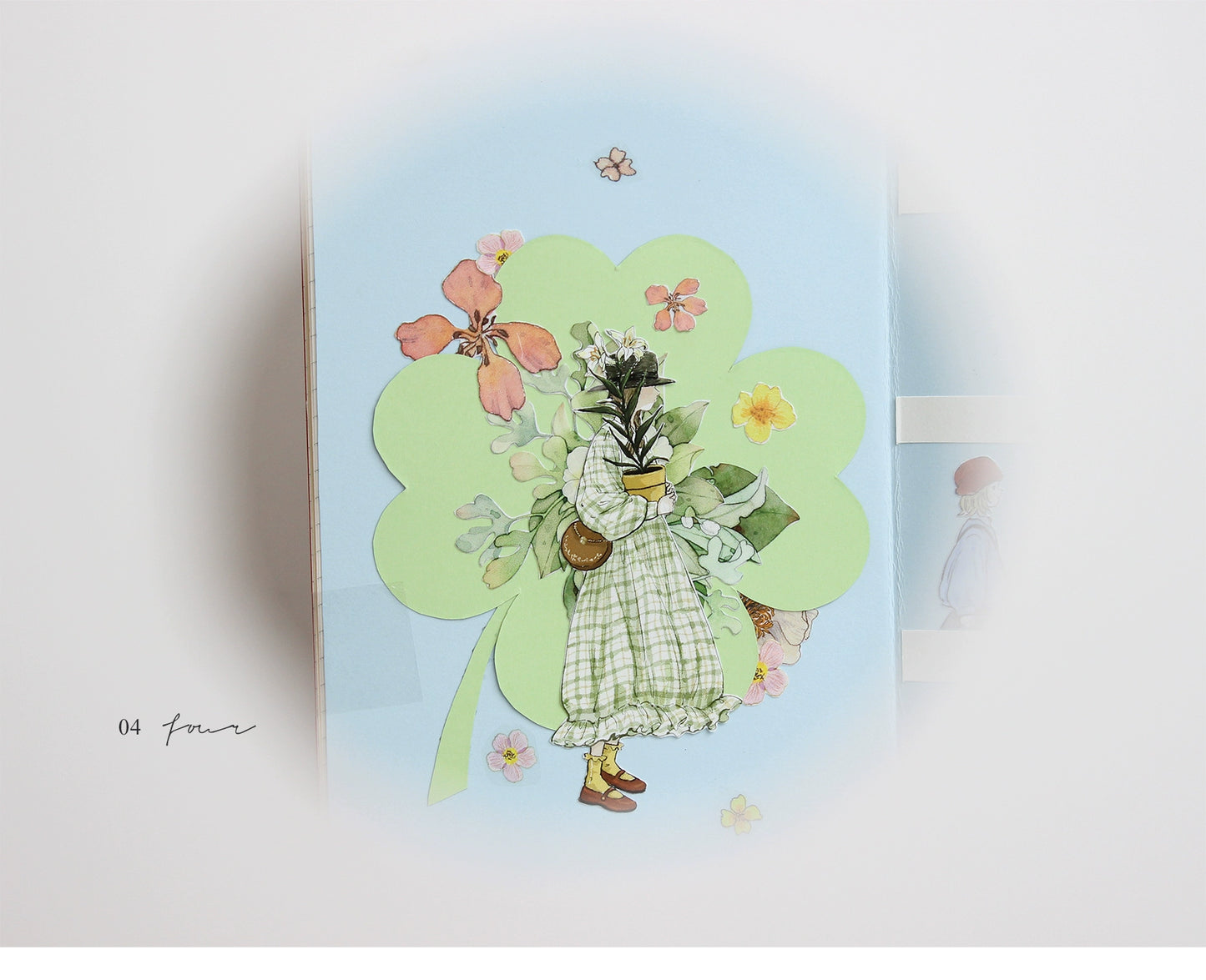 Moodtape【Pure Grid Pattern&Wind Blows Thoughts&Blue Seasons&Bright Sunshine】Cute Character Original Washi Tape Stickers,for Scrapbook Supplies,Scrapbook Tape Stickers,Junk Journal Supplies