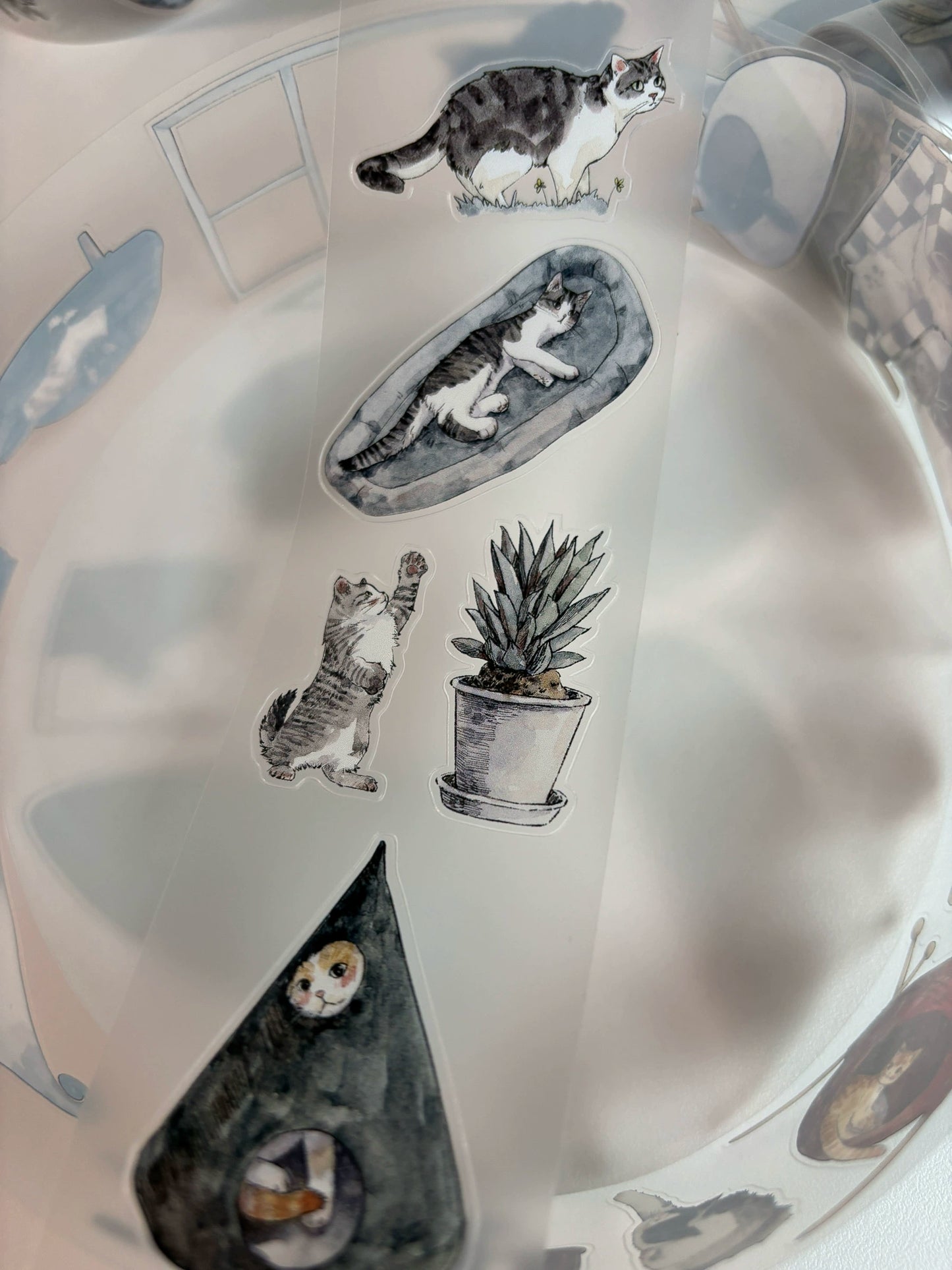 Kaixiaoxun Vol9 【Cat's Nest】 Pre-Cut Long Loop Washi/Matte PET Tape for Scrapbook Supplies,Junk Journal Supplies