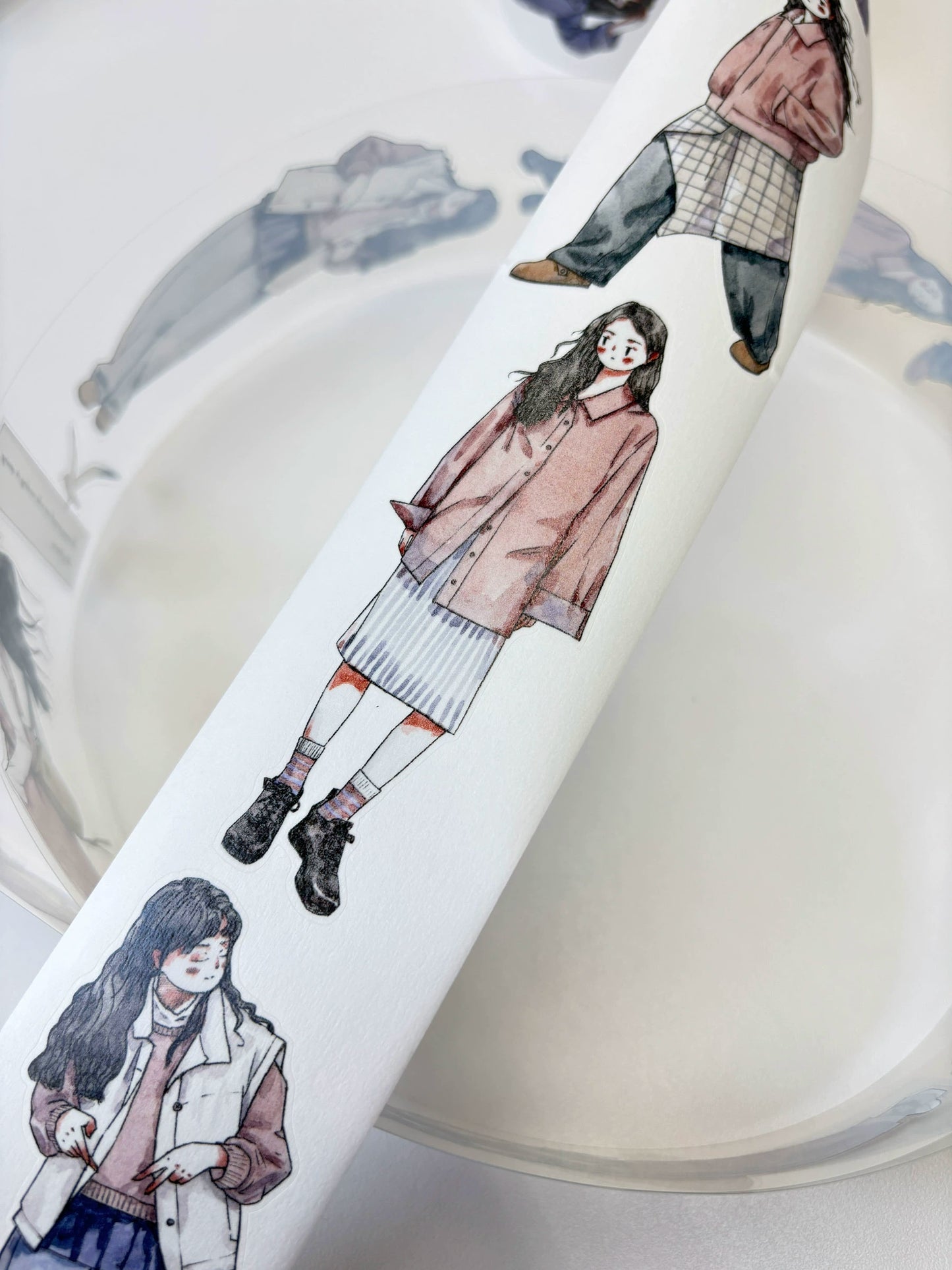 Kaixiaoxun Vol9 【Spring is Shallow】 Pre-Cut Long Loop Washi/Matte PET Tape for Scrapbook Supplies,Junk Journal Supplies