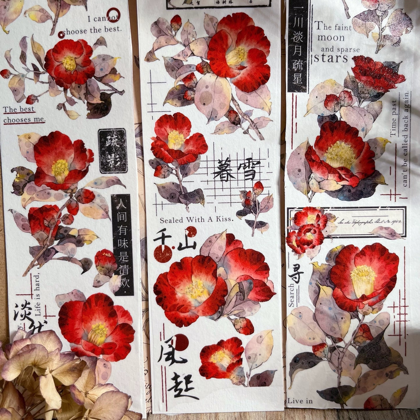 YiEr【Yan Ran】Orginal Design Washi/Pet Tape Light Retro Floral Stickers