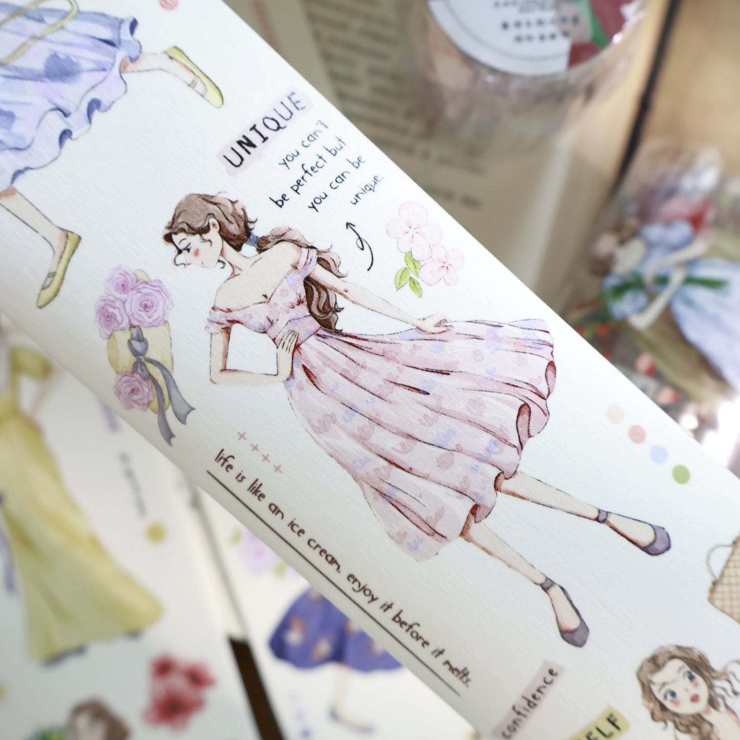 YiEr Vol13【Girls of Summer】Orginal Design Character Washi/Pet Tape Light Retro Stickers