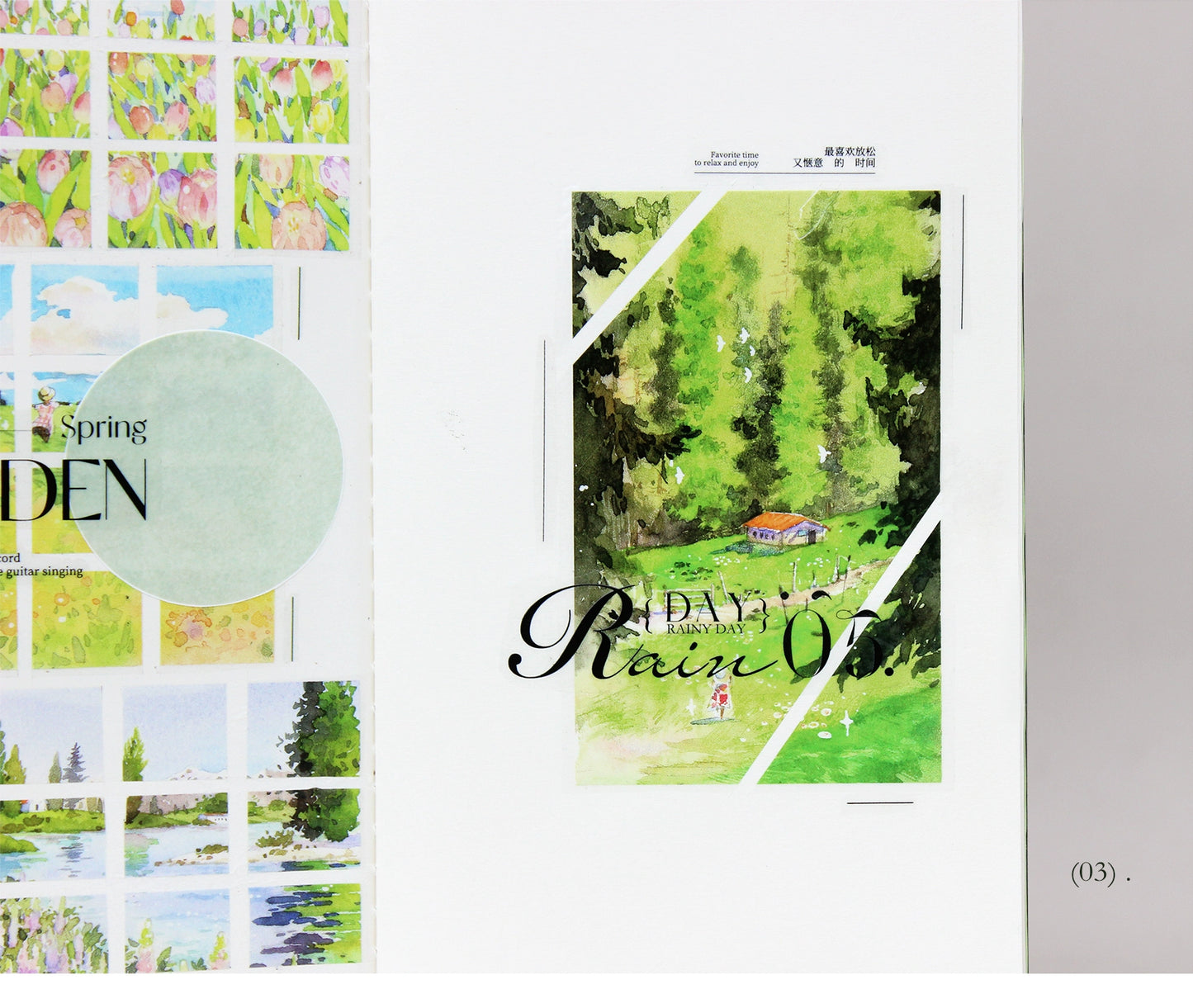 Moodtape【Traveler's Diary&White Gallery】Landscape Frame Original Design Washi/Pet Tape Stickers,for Scrapbook Supplies,Scrapbook Tape Stickers,Junk Journal Supplies
