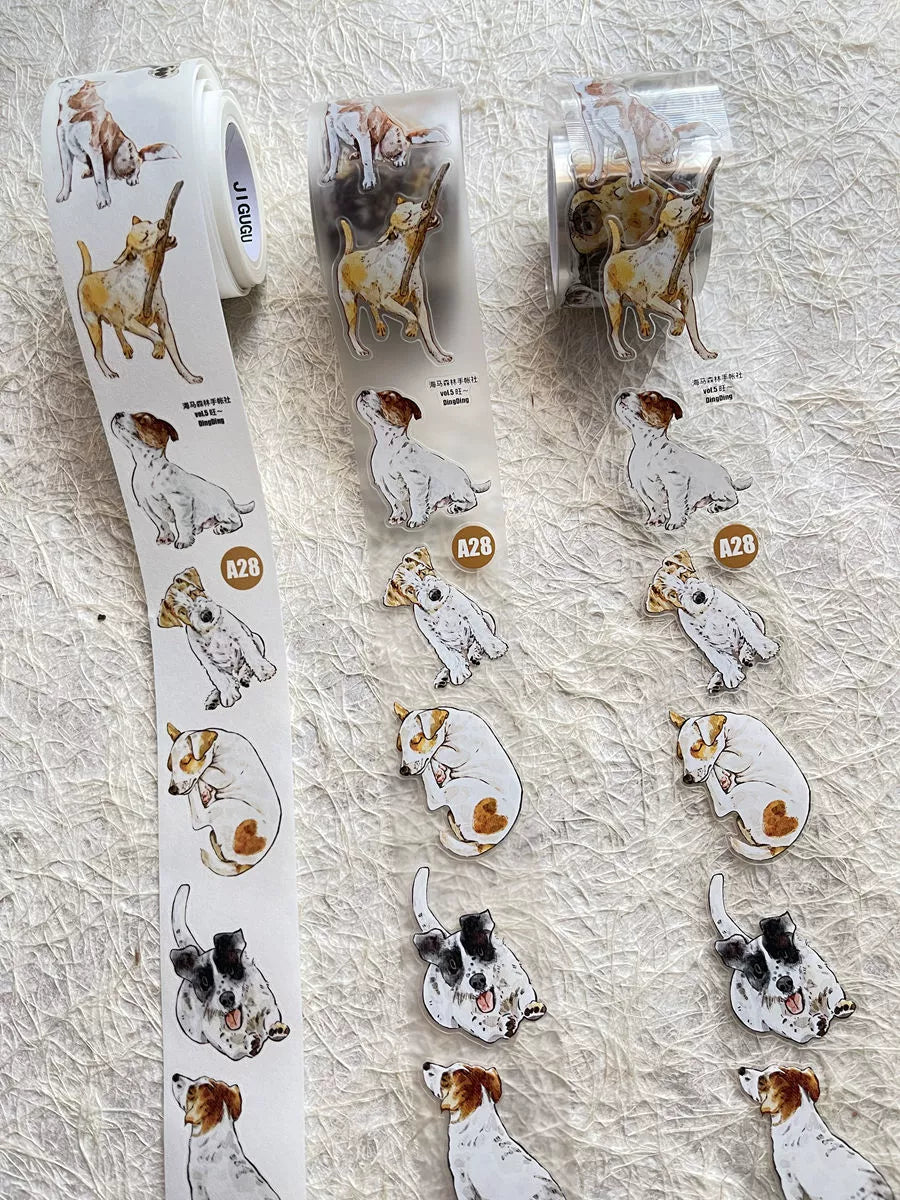 Seahorse Forest Vol5【A28#Wang~】Cute Dogs,Original Design Pre-Cut Washi/PET Tape Stickers,for Scrapbook Supplies,Junk Journal Supplies