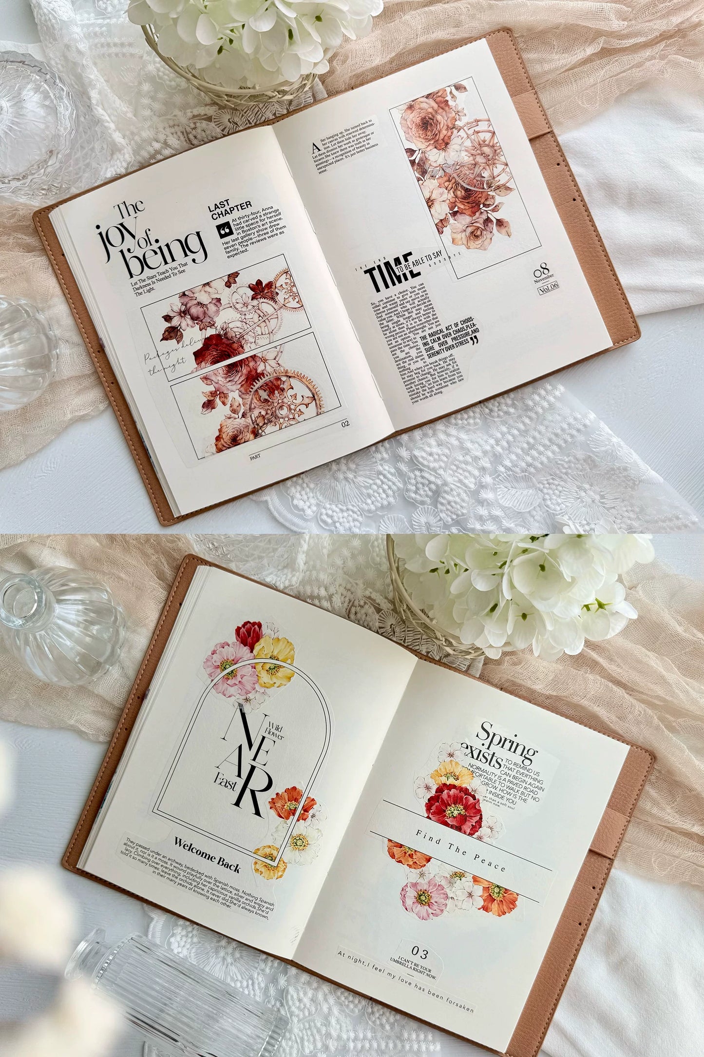 TianCheng-Vol6【Creative Journal】English Text Washi PET Tape,for Scrapbook Supplies,Scrapbook Tape Stickers,Junk Journal Supplies