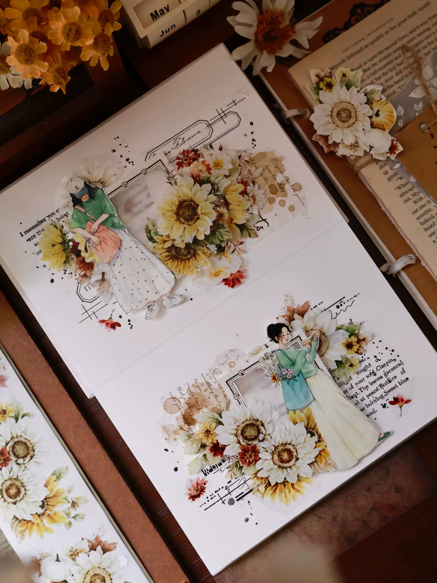 YiEr Vol14【Fields of Gold】Sunflower Floral Washi Tape and PET Stickers