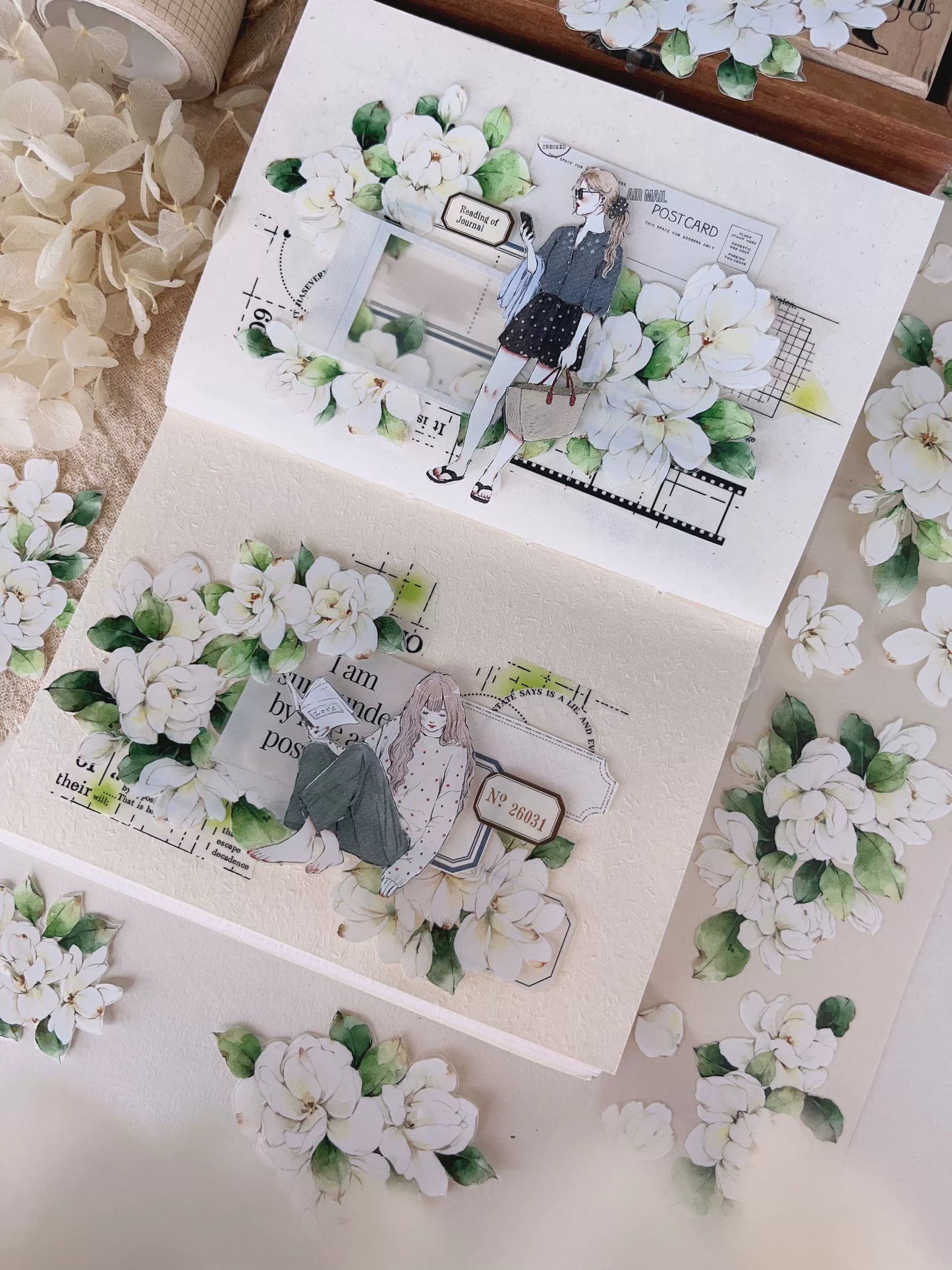 YiEr Vol11【Jasmine Flower】Floral Washi Tape and PET Stickers