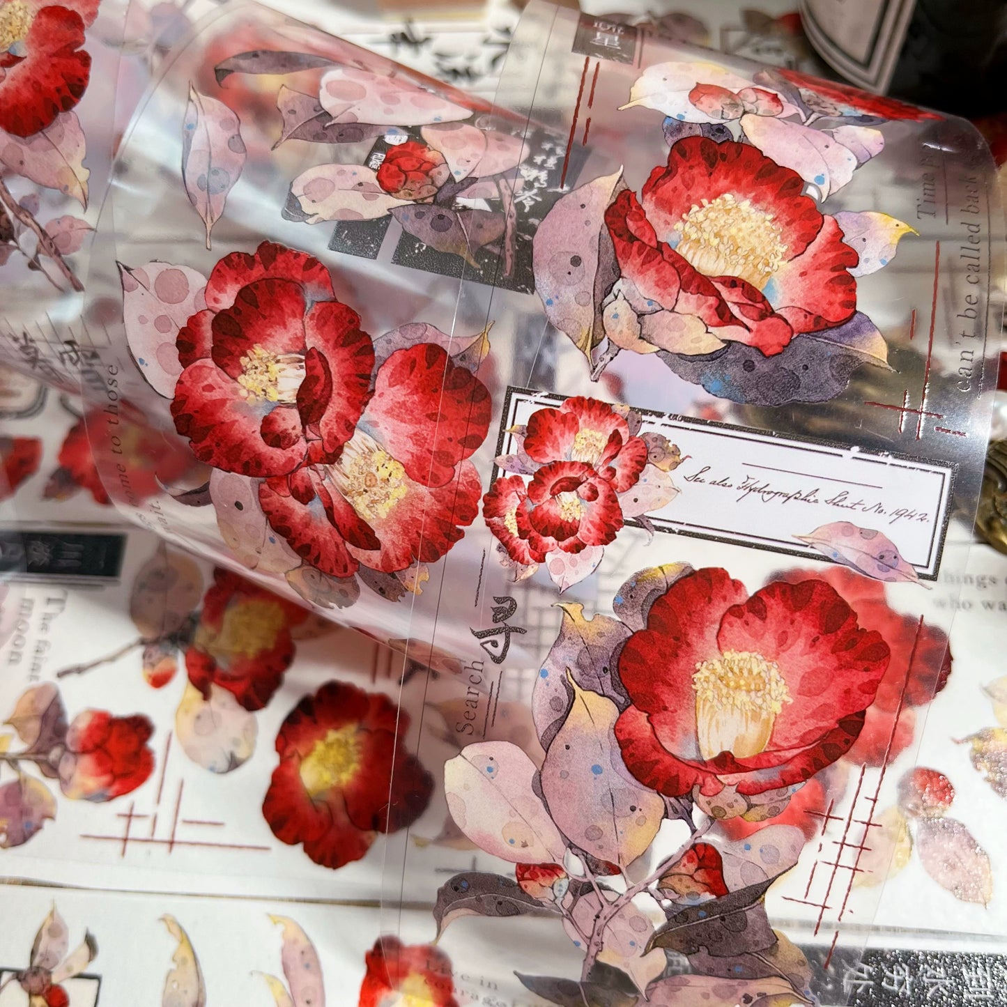YiEr【Yan Ran】Orginal Design Washi/Pet Tape Light Retro Floral Stickers
