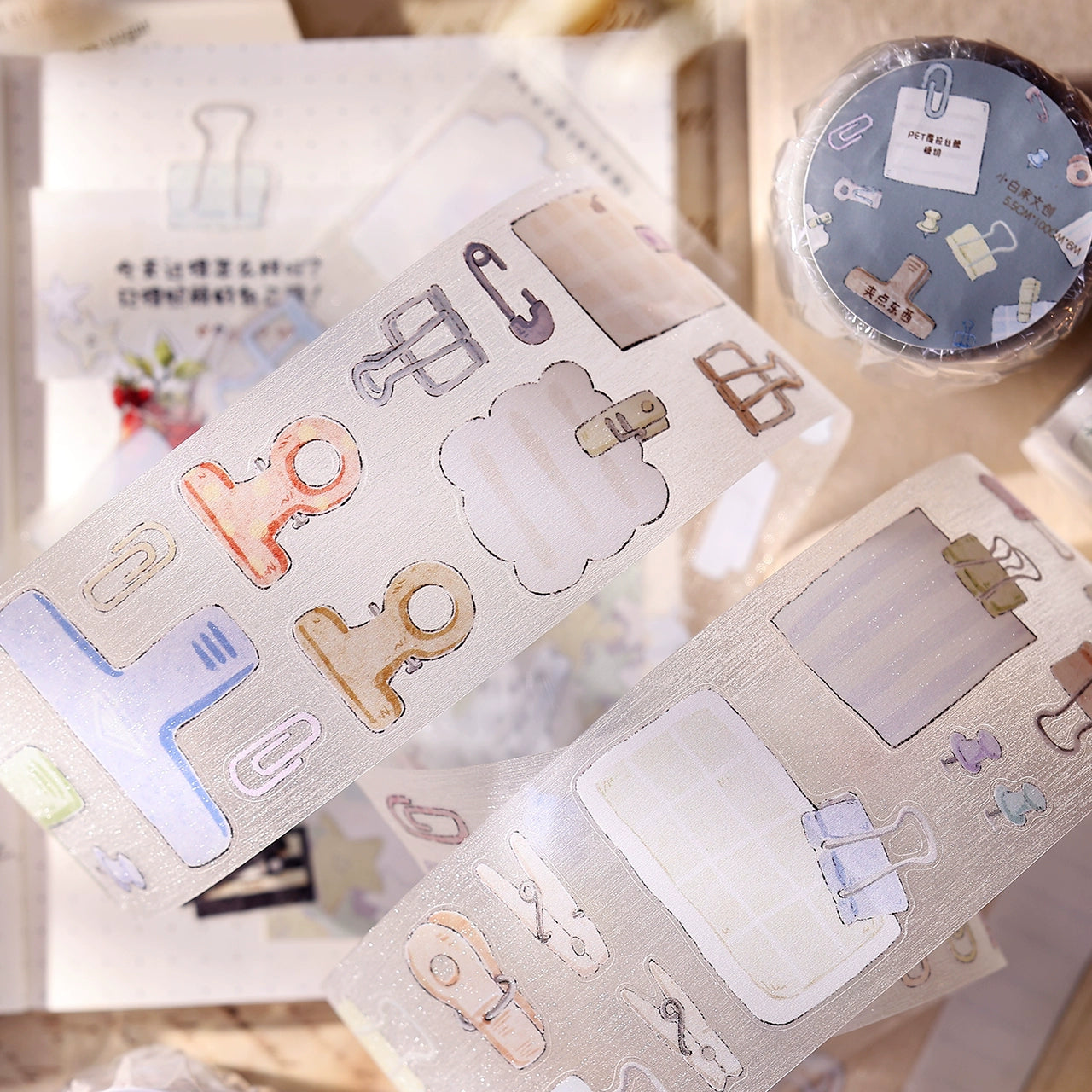 XiaoBaiJia Minimalist Style【Pinch Something】Clips Orginal Design Washi Pet Tape Landscape Stickers