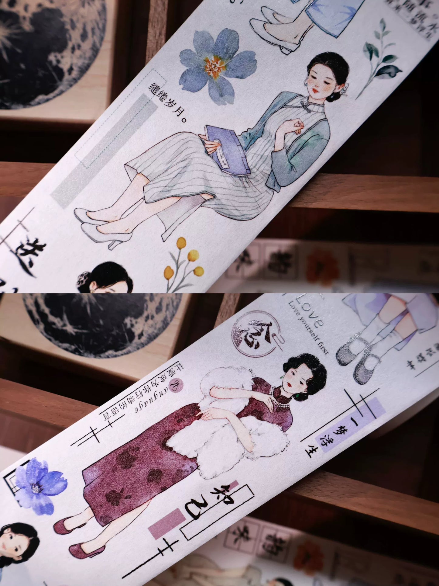 YiEr Vol14【Fenghua Record】Ancient Style Cheongsam Girl Character Washi PET Tape