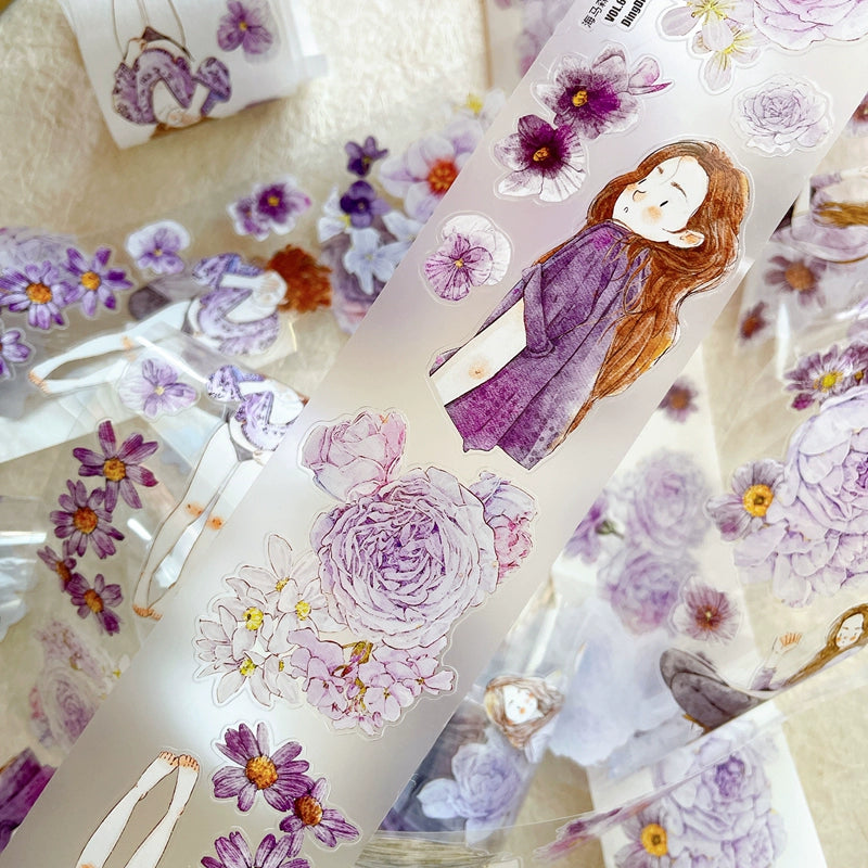 Seahorse Forest Vol6【A39#Twilight Purple】Original Design Pre-Cut Washi/PET Tape Stickers,for Scrapbook Supplies,Junk Journal Supplies