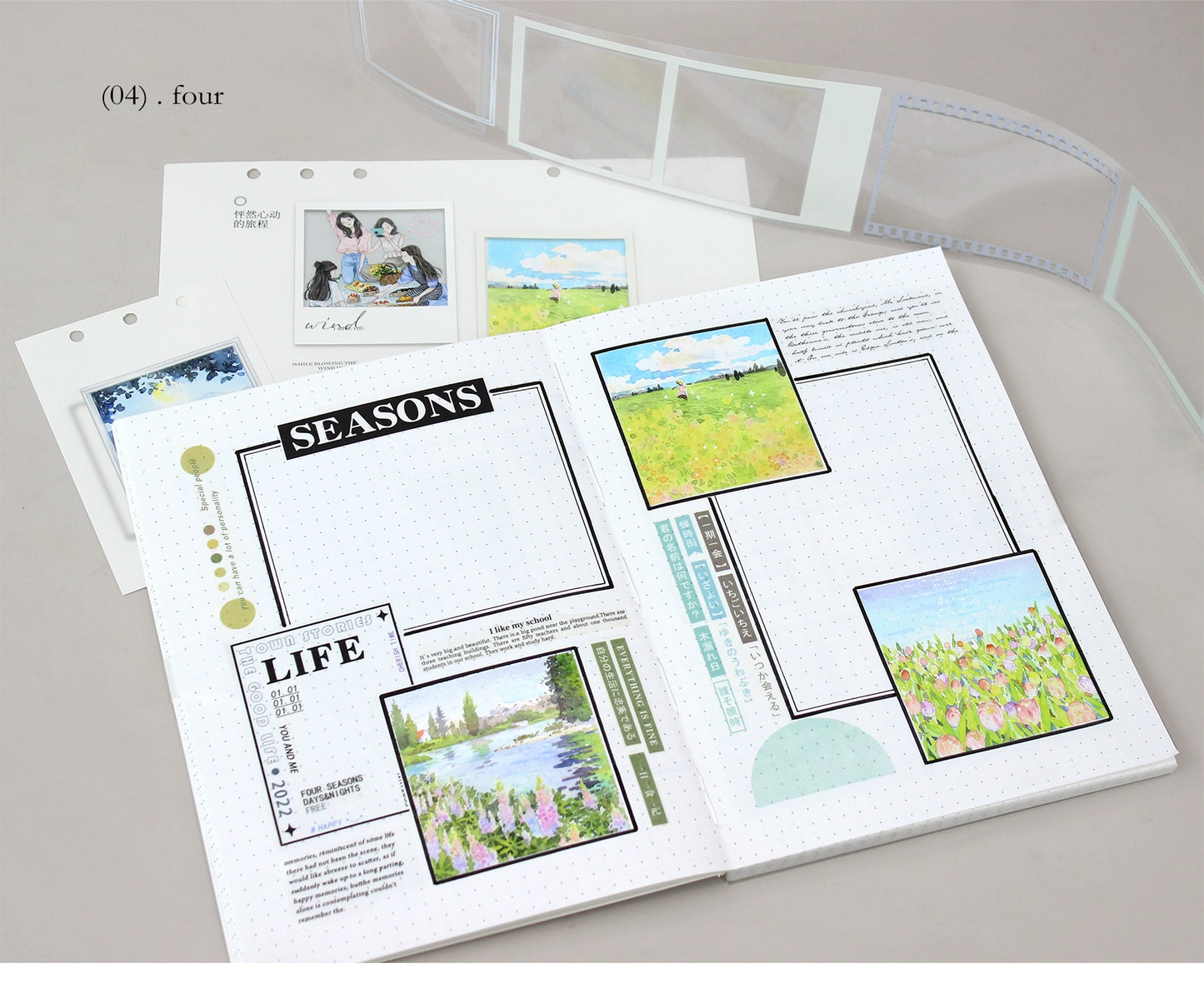 Moodtape【Traveler's Diary&White Gallery】Landscape Frame Original Design Washi/Pet Tape Stickers,for Scrapbook Supplies,Scrapbook Tape Stickers,Junk Journal Supplies
