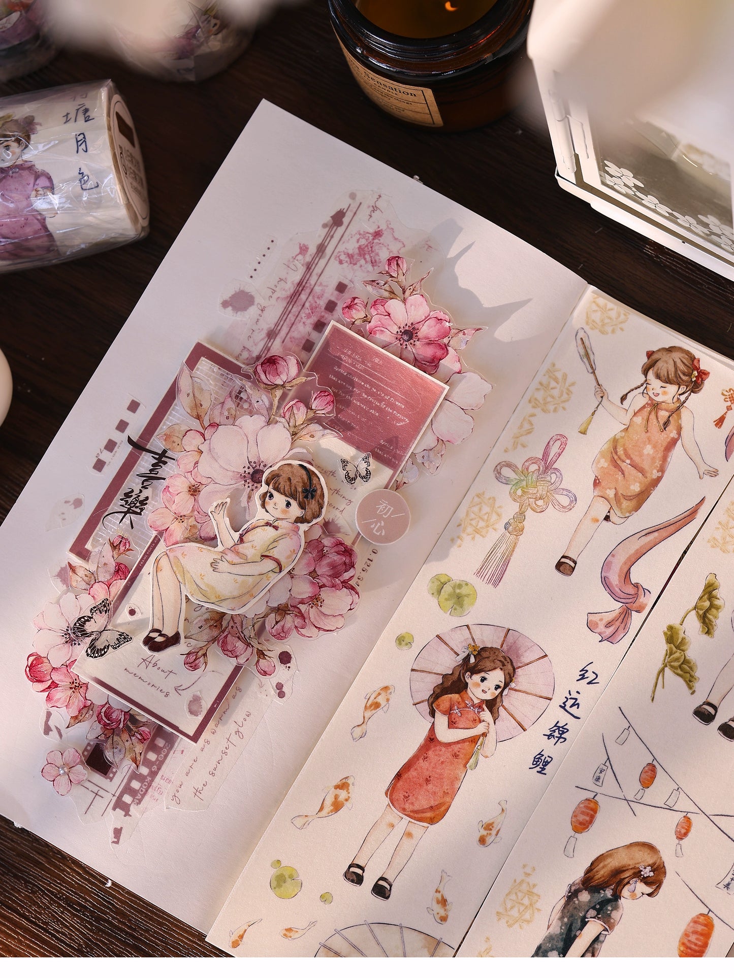 XiaoBaiJia【Qipao Charm】Light Retro Chinese Style Cute Little People Washi PET Tape