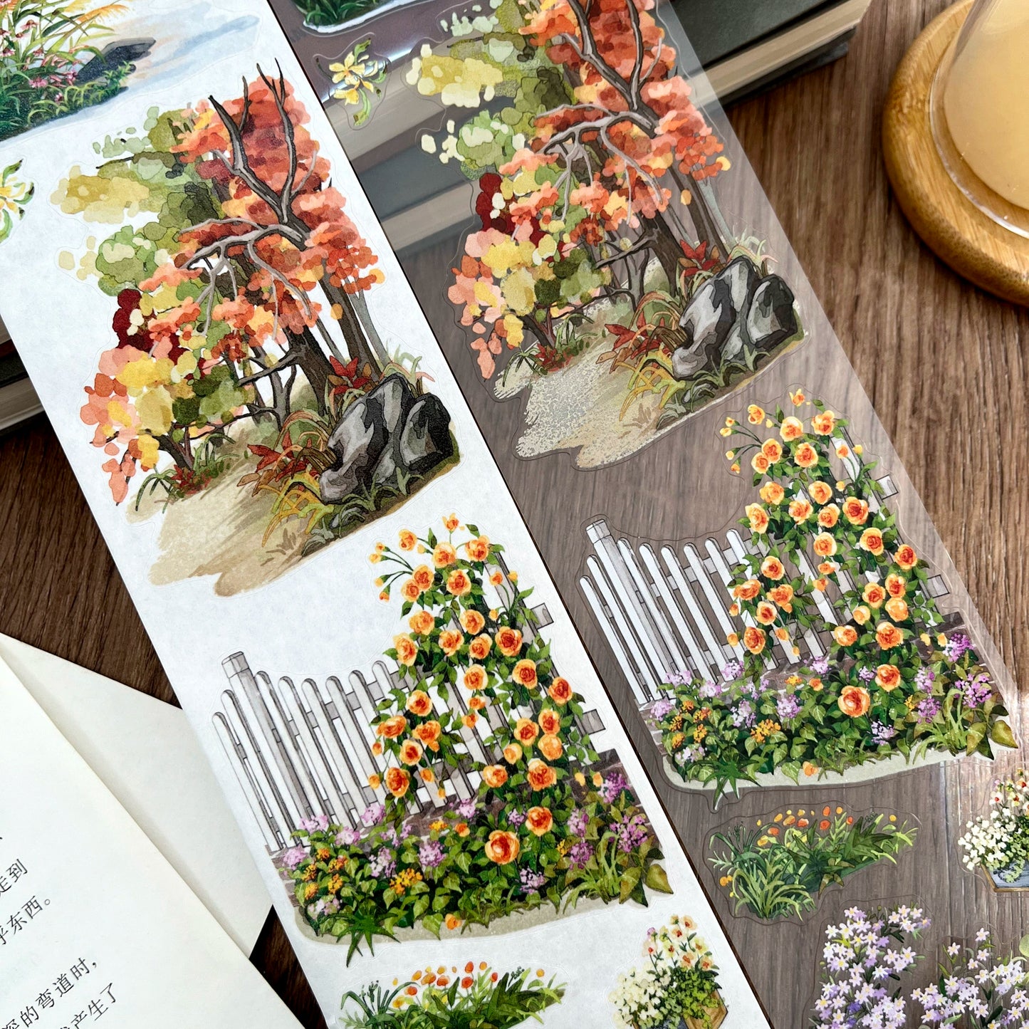 ZiYuanSu【Walk Towards the Wild】Background Scene/Landscape Pre-cut Washi/PET Tape,for Scrapbook Supplies,Scrapbook Tape Stickers,Junk Journal Supplies