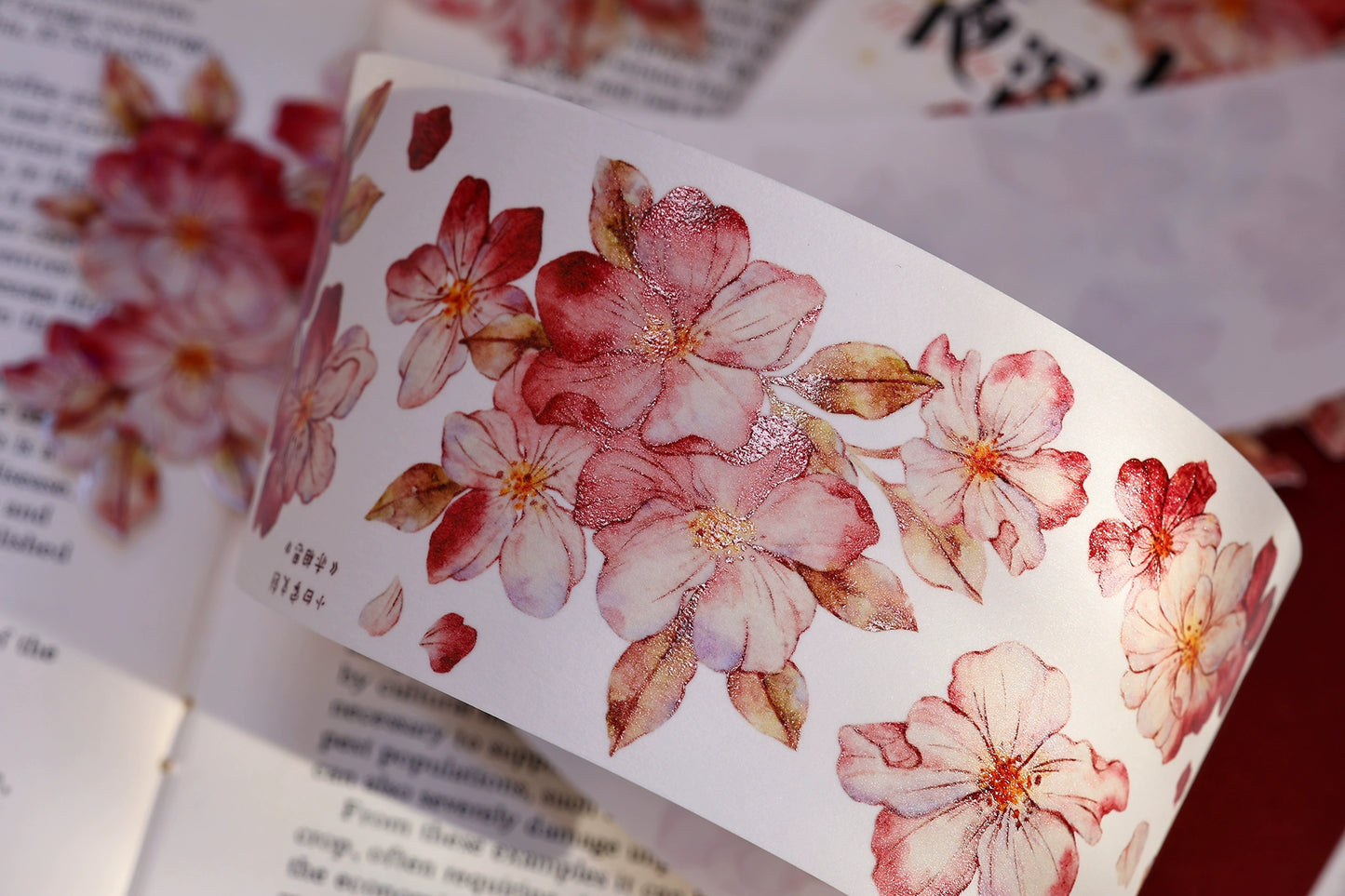 XiaoBaiJia【Red Longing Follower】Light Retro Red Flower Orginal Design Washi Pet Floral Tape Landscaping Stickers