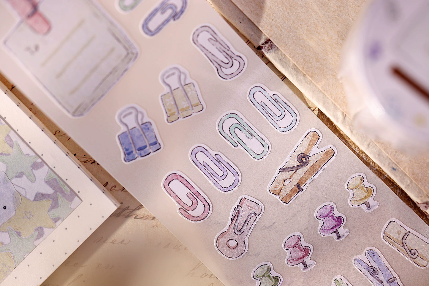 XiaoBaiJia Minimalist Style【Pinch Something】Clips Orginal Design Washi Pet Tape Landscape Stickers