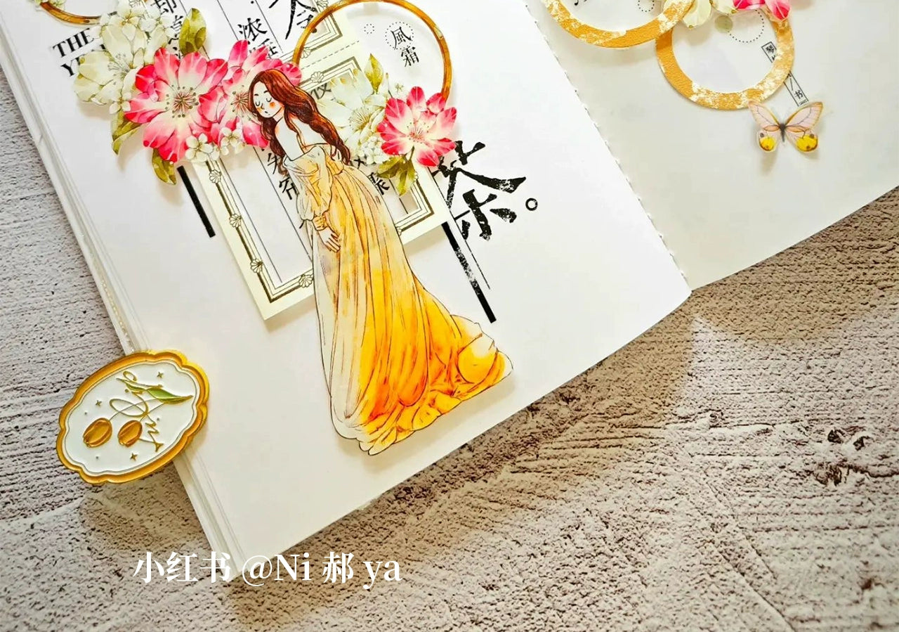 TianCheng-Vol4【Spring and Summer Light Picking Up】Chinese Text PET Tape,for Scrapbook Supplies,Scrapbook Tape Stickers,Junk Journal Supplies