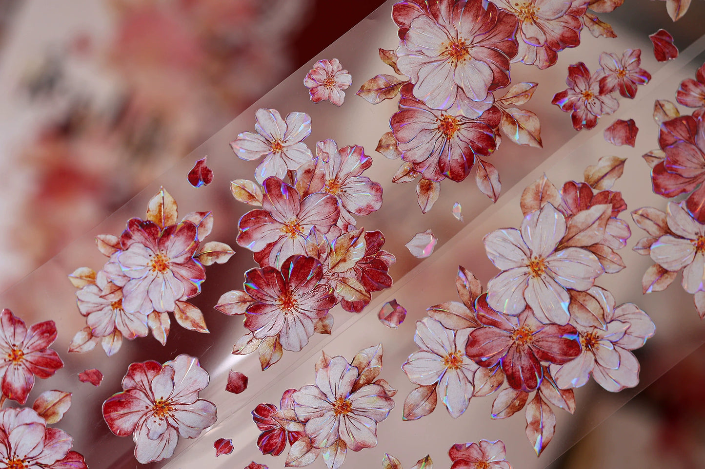 XiaoBaiJia【Red Longing Follower】Light Retro Red Flower Orginal Design Washi Pet Floral Tape Landscaping Stickers