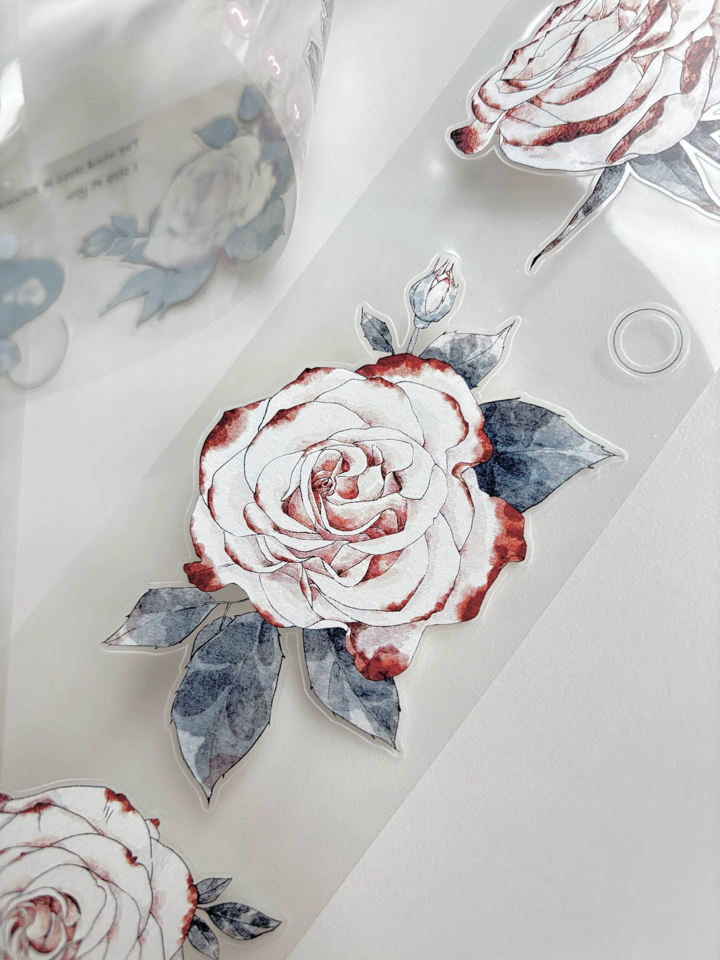 Kaixiaoxun Vol9 【Rust Red Staining】 Pre-Cut Long Loop Washi/Matte PET Tape for Scrapbook Supplies,Junk Journal Supplies