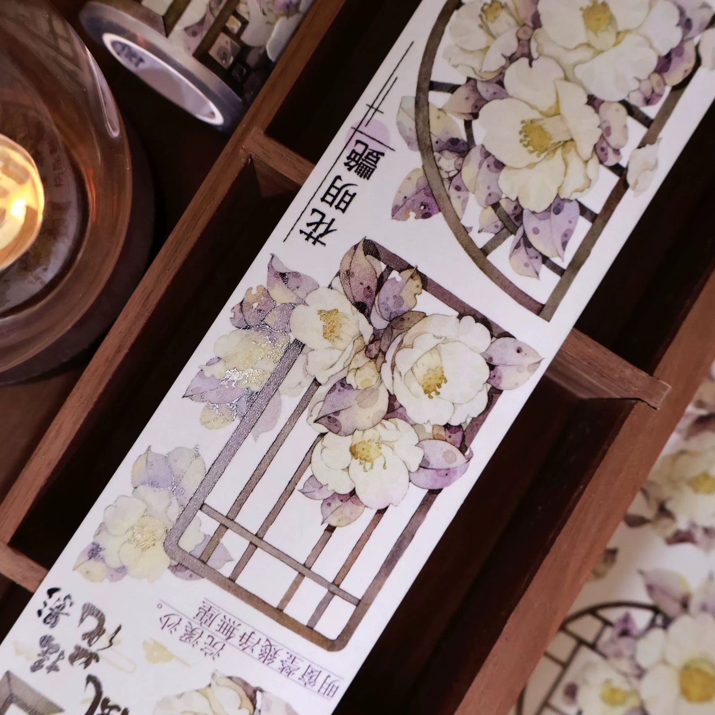 YiEr Vol14【Sparse Shadows Reflected on Window】Ancient Style Rose Floral Washi Tape and PET Stickers