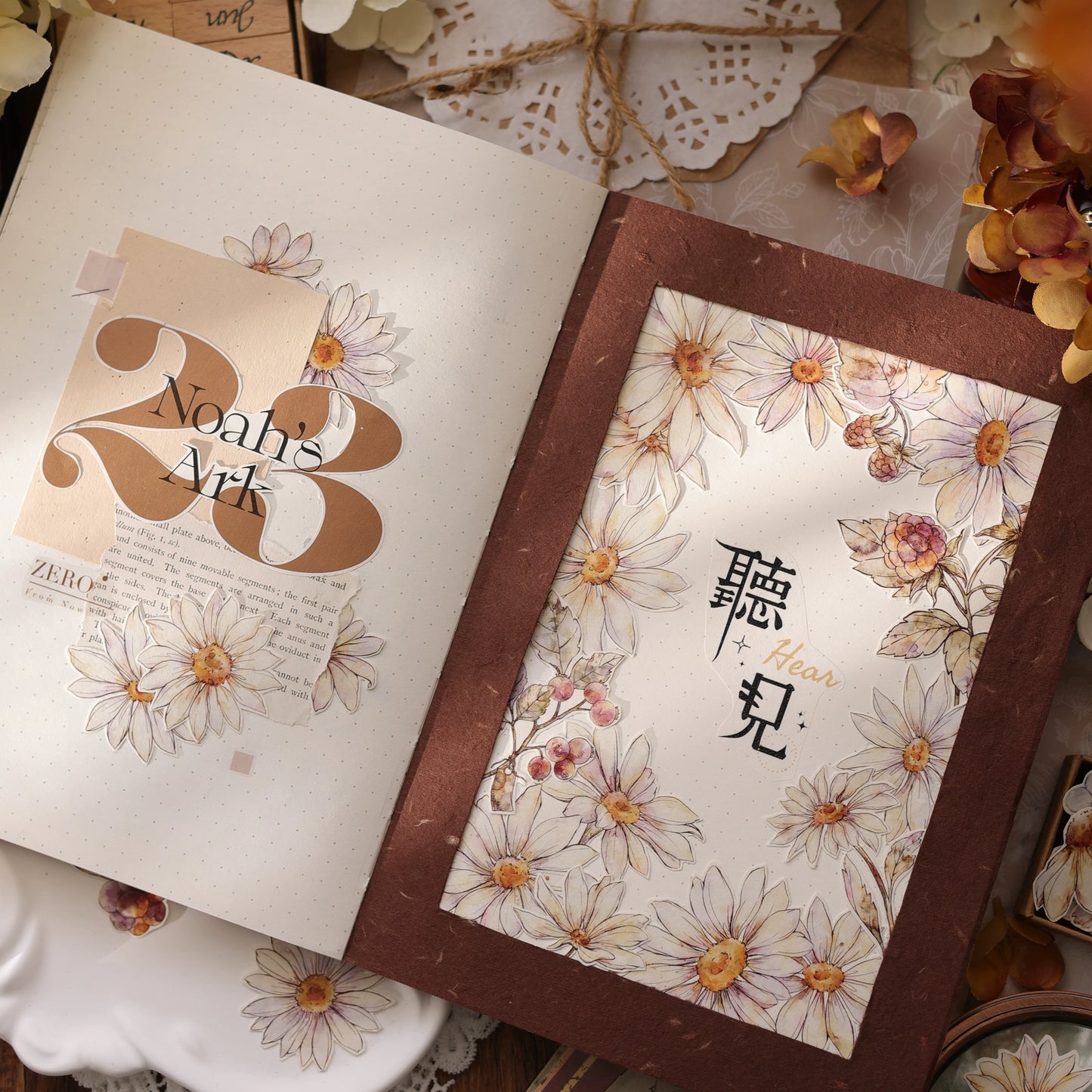 XiaoBaiJia March【Daisy】Light Retro Fresh Daisy Flower Washi PET Tape