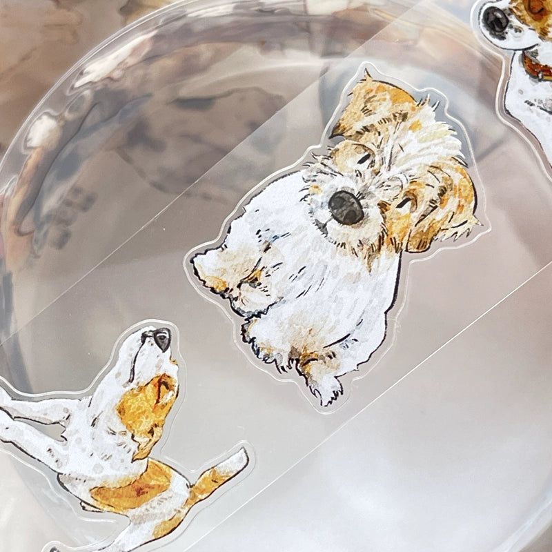 Seahorse Forest Vol5【A28#Wang~】Cute Dogs,Original Design Pre-Cut Washi/PET Tape Stickers,for Scrapbook Supplies,Junk Journal Supplies