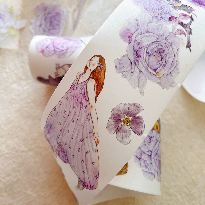 Seahorse Forest Vol6【A39#Twilight Purple】Original Design Pre-Cut Washi/PET Tape Stickers,for Scrapbook Supplies,Junk Journal Supplies