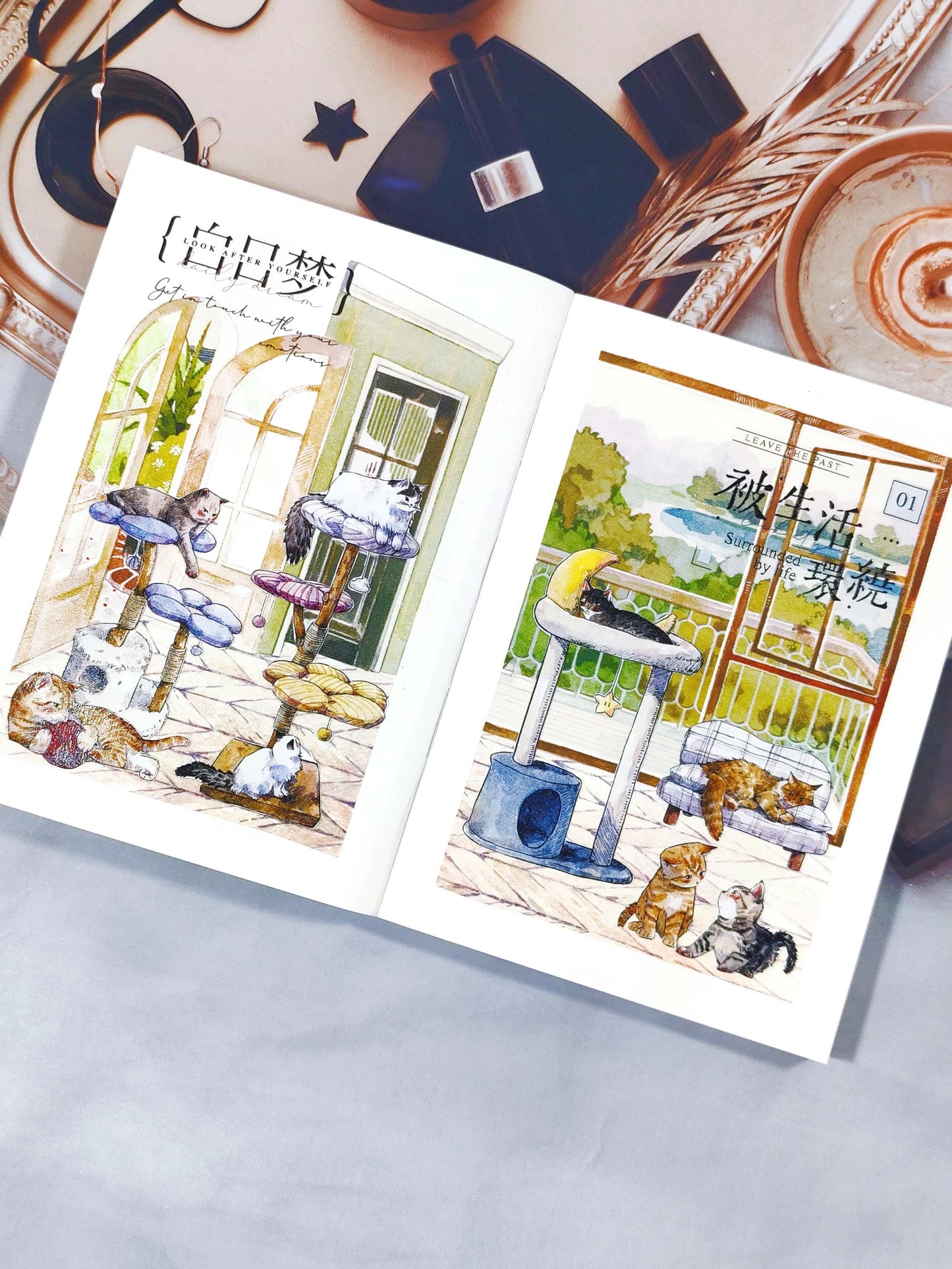 Kaixiaoxun Vol9 【Cat's Nest】 Pre-Cut Long Loop Washi/Matte PET Tape for Scrapbook Supplies,Junk Journal Supplies