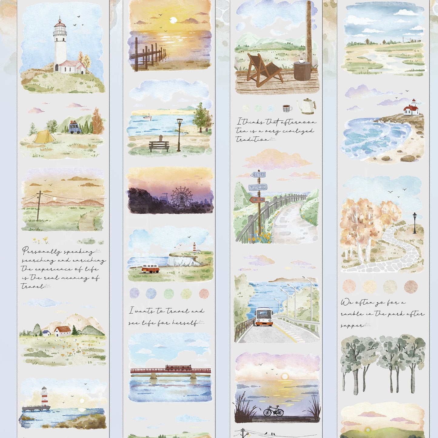 XiaoBaiJia Salt Series【Full of Scenery】Orginal Design Washi/Pet Floral Tape Light Retro Landscaping Stickers