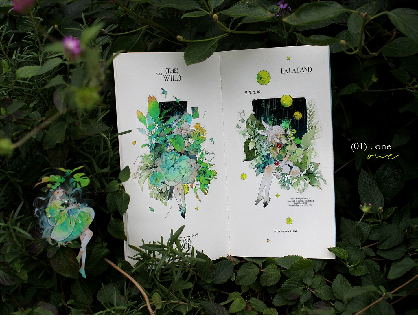 Moodtape【At Dusk in Spring and Green Mountains】Original Character Elf Design Washi/Pet Tape Stickers,for Scrapbook Supplies,Scrapbook Tape Stickers,Junk Journal Suppliesmoodtape