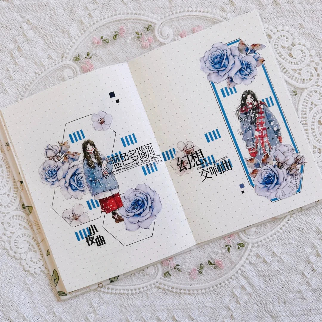 Kaixiaoxun Vol8 【It's Snowing】 Pre-Cut Washi/Matte PET Tape for Scrapbook Supplies,Junk Journal Supplies