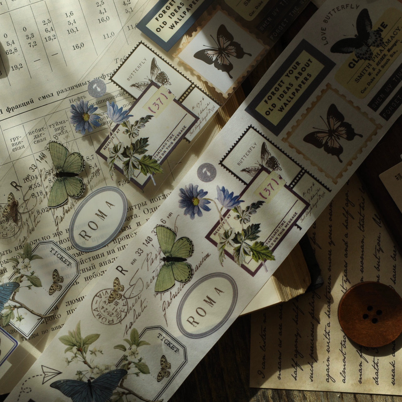 YiEr【Receipt】Orginal Design Washi/Pet Tape Light Retro Stickers