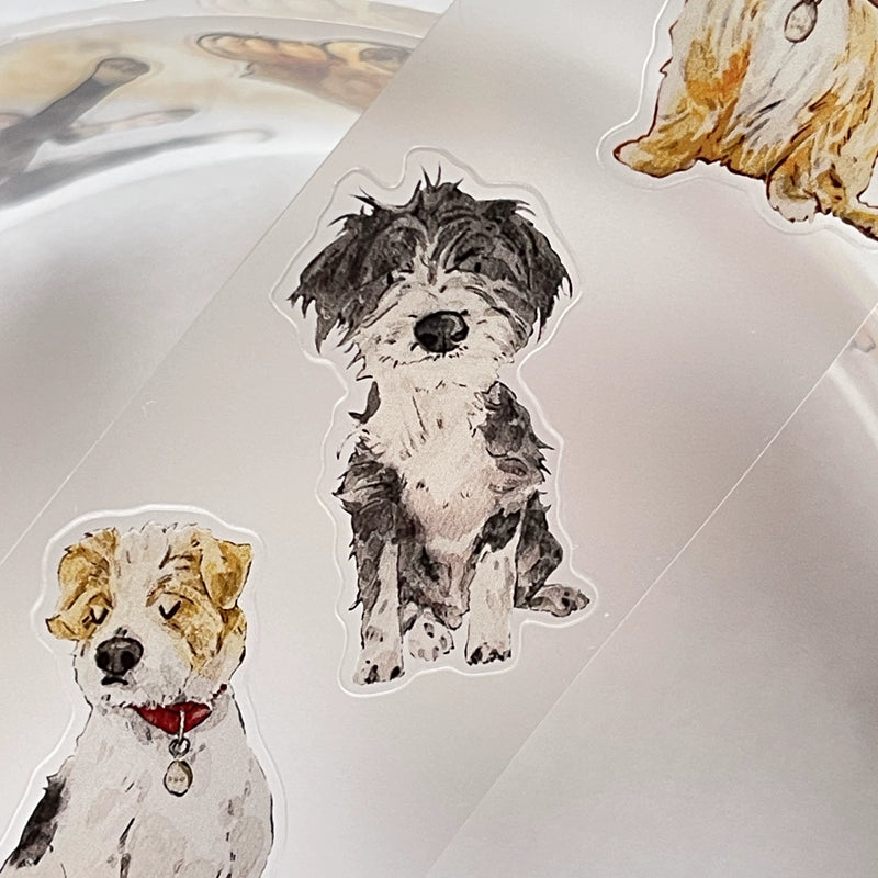 Seahorse Forest Vol5【A28#Wang~】Cute Dogs,Original Design Pre-Cut Washi/PET Tape Stickers,for Scrapbook Supplies,Junk Journal Supplies