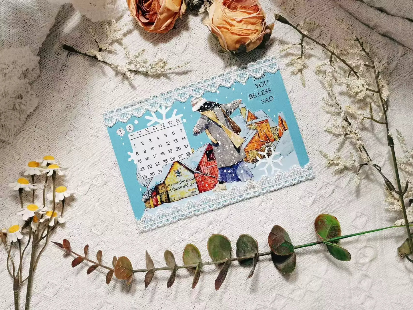 Kaixiaoxun Vol8 【It's Snowing】 Pre-Cut Washi/Matte PET Tape for Scrapbook Supplies,Junk Journal Supplies