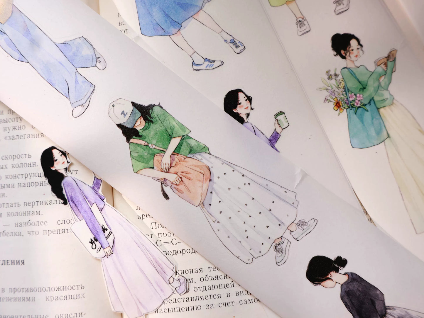 YiEr Vol14 【Yuanqi Sweet Sister】Pre-cut Light Retro Sweet Girl Character Orginal Design Washi Pet Tape Stickers